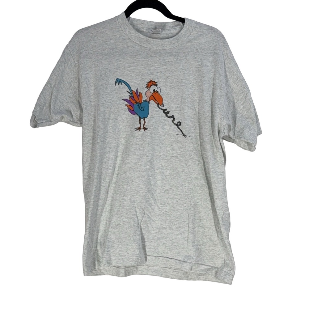 Fruit of the Loom Men's L T-Shirt Grey Heather Wile E Coyote Road Runner Dog